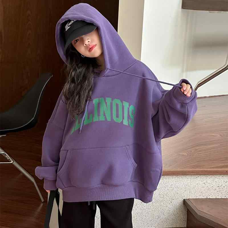 子供服 トレーナー 女の子 裏起毛 パーカー 秋冬 トップス 90 100 110 120 130 140 150 160 厚手 長袖 プルオーバー フード付き カジュアル かわいい おしゃれ 韓国風 ブラック カーキ パープル