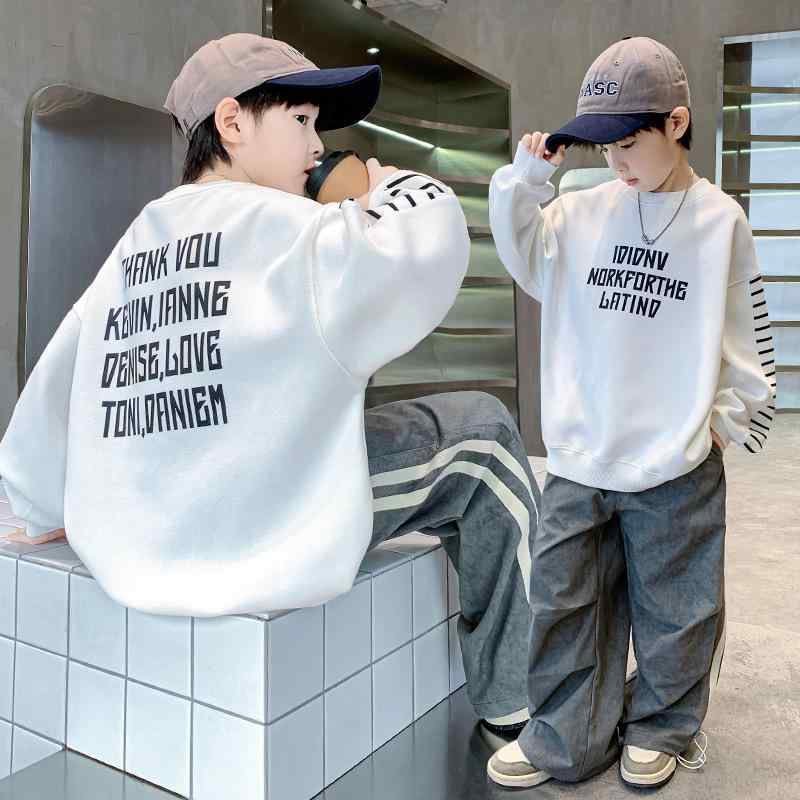 子供用トレーナー 男の子 トップス 長袖Tシャツ ボーイズ 春秋 薄手 カジュアル 普段着 部屋着 アルファベット プリント 綿