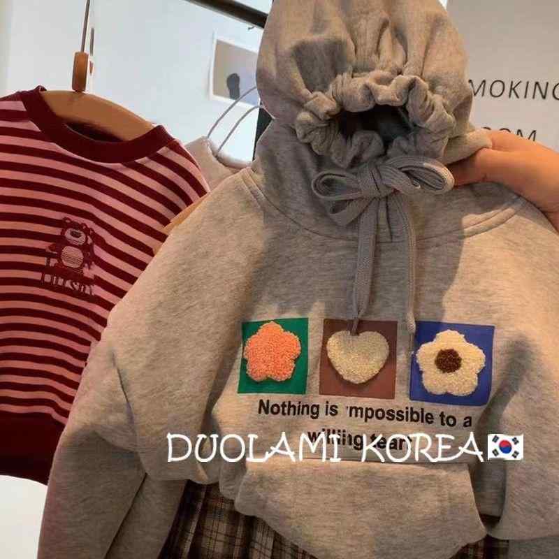 キッズ パーカー 女の子 裏起毛 厚手 韓国子供服 冬服 子供 カジュアル トップス 灰色 80cm 90cm 100cm 110cm 120cm 130cm 140cm