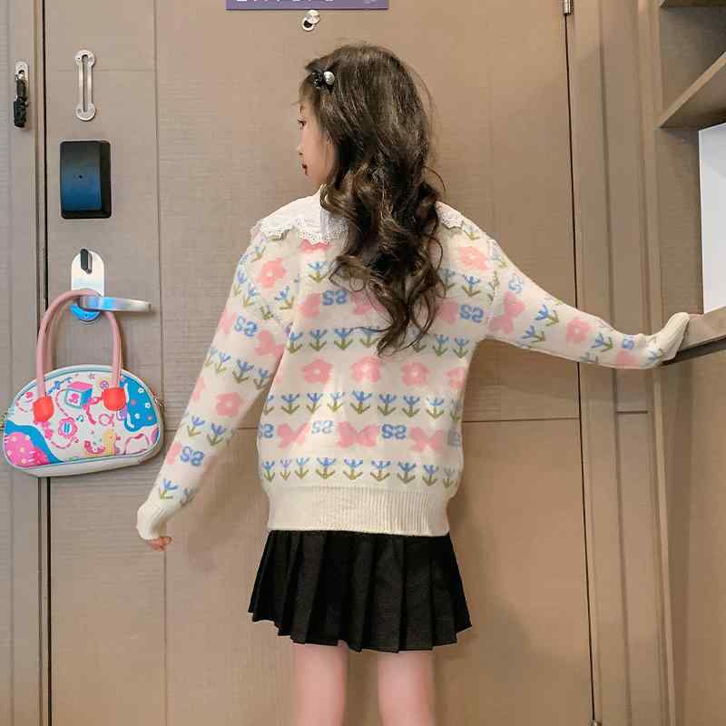 子供服 ニット・セーター 女の子 カーディガン 韓国風 かわいい おしゃれ 春秋 アウター 厚手 長袖 ポリエステル ミドル丈 キッズ ガールズ 110cm 120cm 130cm 140cm 150cm 160cm