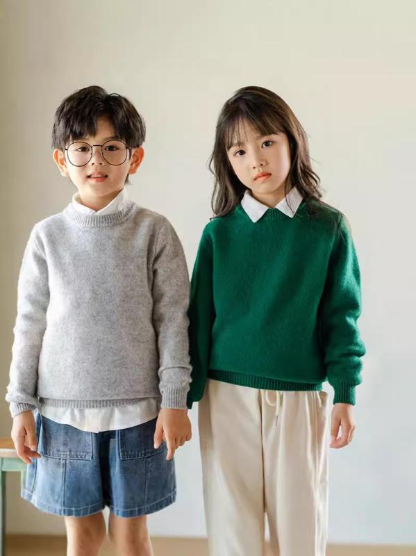 ニット キッズ 秋冬 子供用セーター ウール混紡 トップス 長袖 防寒 暖かい 無地 男の子 女の子 8歳 9歳 10歳 11歳 12歳 13歳 14歳 グレー 緑 紫 キャメル 赤 青 ベージュ