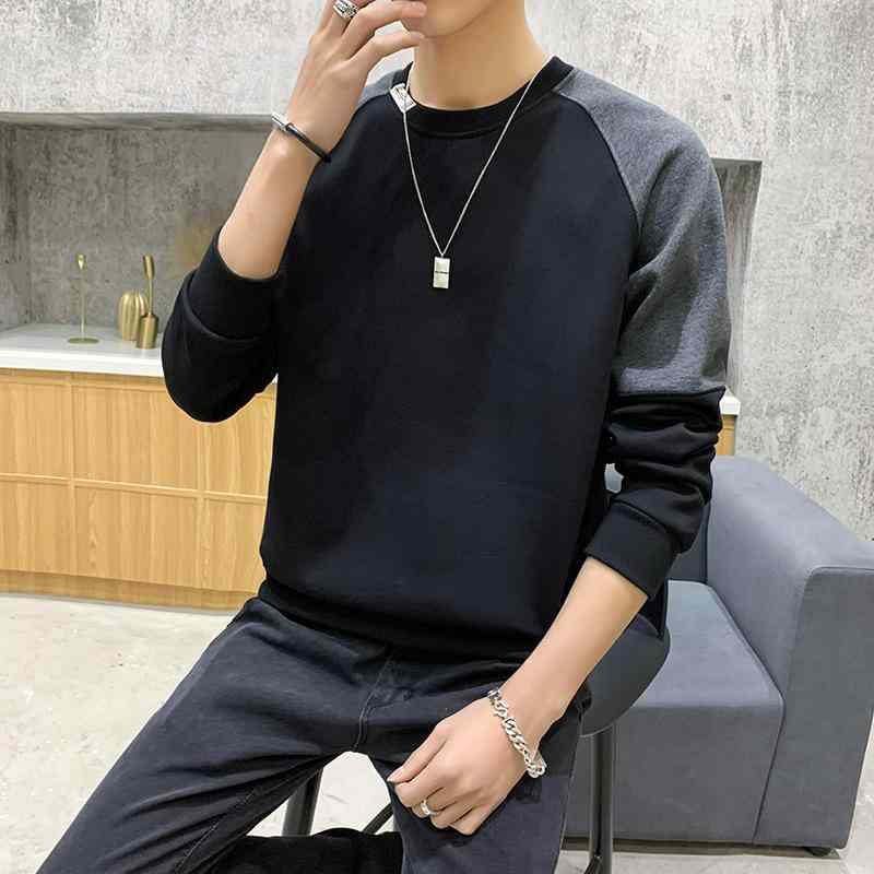 スウェット メンズ 男性用 トレーナー トップス 長袖 丸首 プルオーバー ポリエステル 秋服 カジュアル スタイル 普段使い 部屋着 ブラック系 グレー系