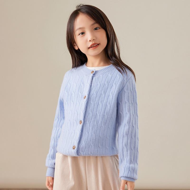 編み物 キッズ ジレー 男女兼用 赤ちゃん服 羊毛 スウェーター 朦々たる トップス 長袖 春 韓国風 可愛らしい やわらかい 白 薄墨色 青 薄墨色 110糎 120糎 130糎 140糎 150糎