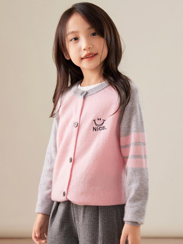 編み物 キッズ 男女兼用 ちびっ子服 羊毛 ジレー 丸首 トップス 韓国風 流行り物 秋冬 朦々たる 防寒 普段使い走り アウター さくら色系 黒いこと 薄墨色 青碧 パープル