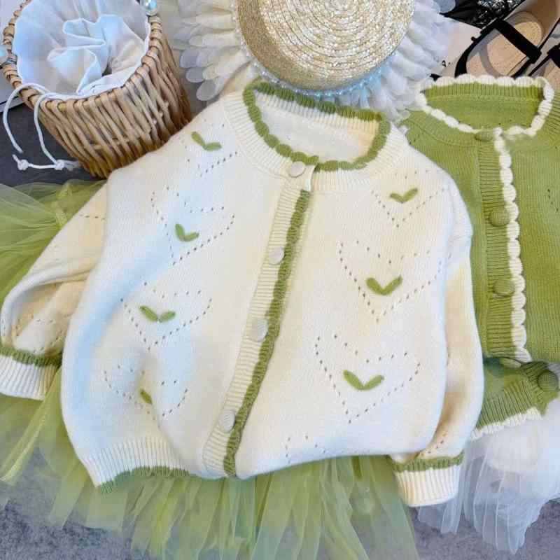 ニットカーディガン ガールズ 韓国風 子供服 ニットアウター Vネック 長袖 無地 かわいい 普段使い