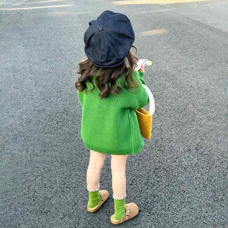 ニット・セーター キッズ 女の子 ニットカーディガン 子供服 アウター トップス 長袖 丸首 無地 コットン 柔らかい かわいい 秋冬 春秋 普段着 部屋着