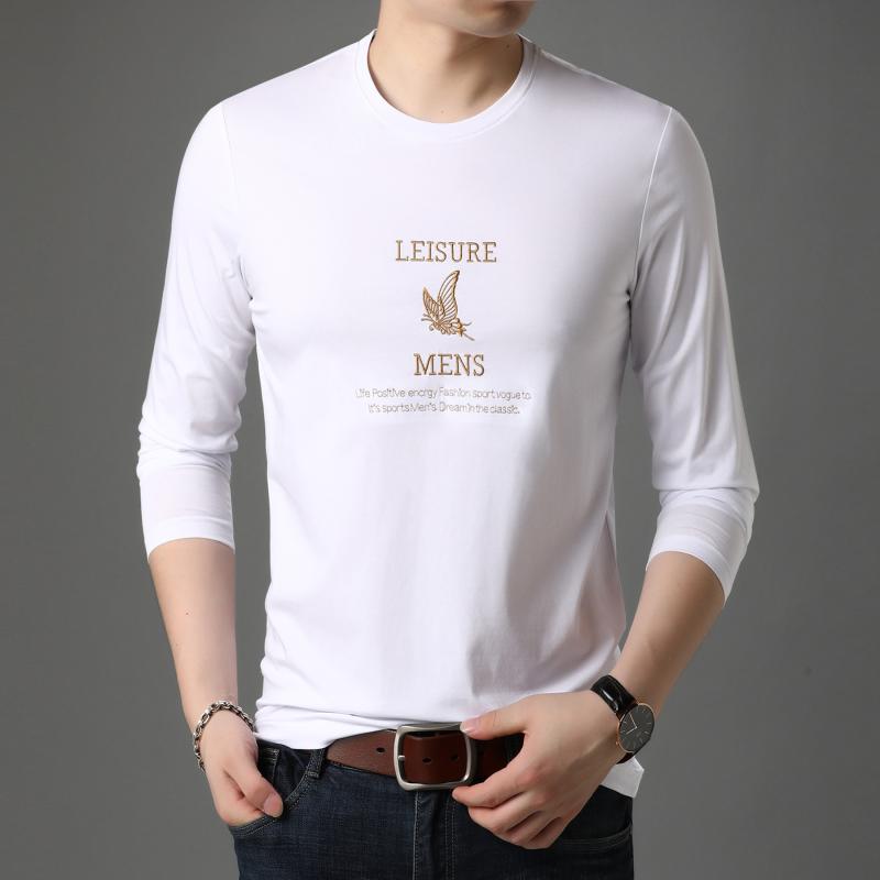 Tシャツ メンズ 長袖 コットン 春秋 男性用 トップス カットソー 丸首 無地 普段使い シンプル カジュアル 白 黒