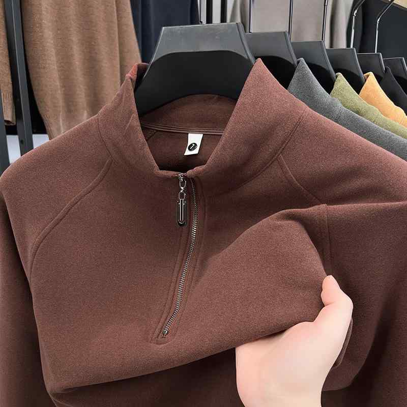 Tシャツ メンズ 男性用 長袖 ハーフジップ スウェット プルオーバー 無地 裏起毛 秋冬 トップス カットソー あったか 暖かい 保温性