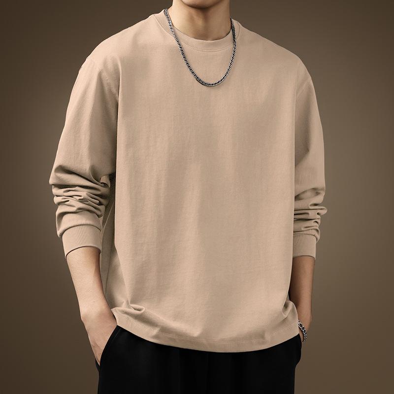 Tシャツ メンズ 男性用 長袖 春秋用 コットン トップス カットソー プルオーバー 丸首 無地 ゆったり 普段使い ルームウェア スポーティー
