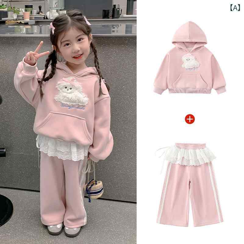 子供用セットアップ 春物 女児 ベビー服 ピンク色 トップス 春秋 長袖パーカー ロングパンツ 2点セット かわいい カジュアル 普段着