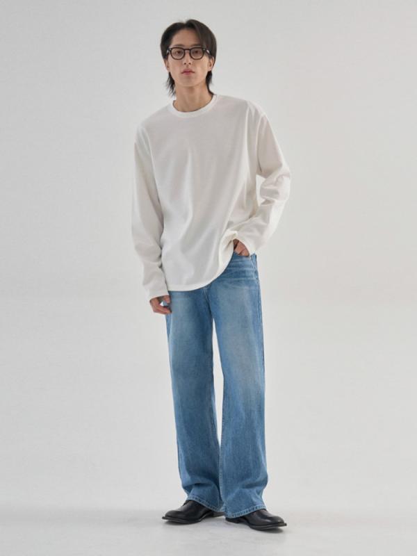 Tシャツ 男性用 長袖 カットソー コットン クルーネック プルオーバー 無地 ドロップショルダー ゆったり リラックス カジュアル｜イーマイショップ