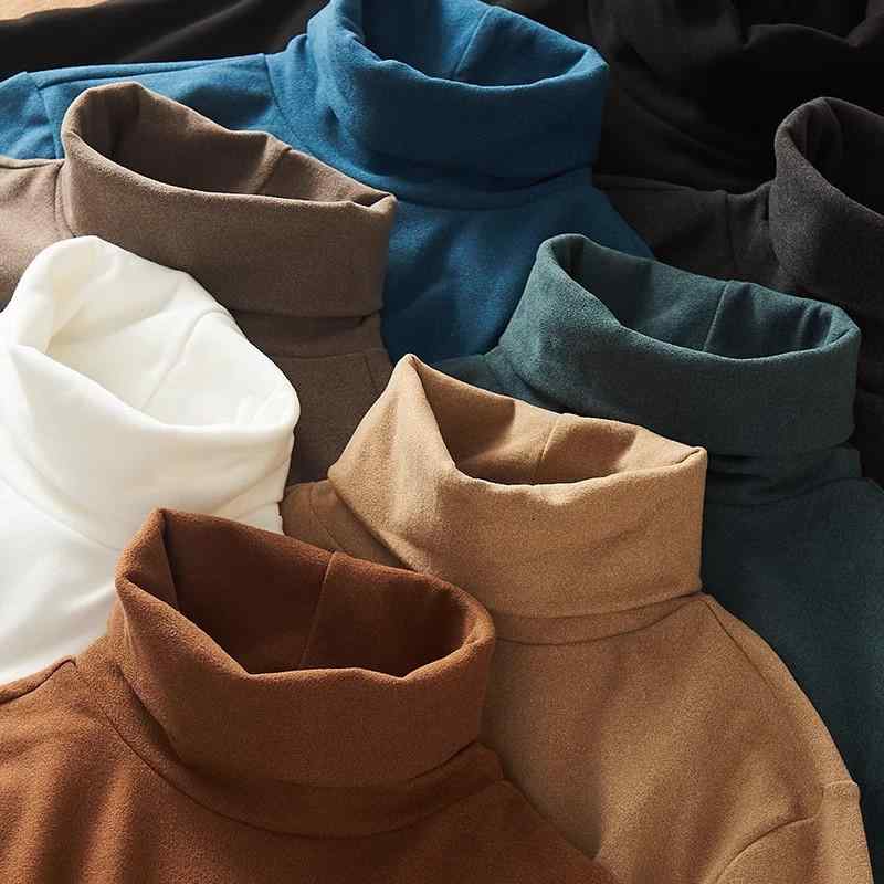 Tシャツ メンズ 男性用 秋冬 高襟 トップス インナー 長袖 ポリエステル 保温 伸縮性 無地 カジュアル 普段使い 黒 白 グレー コーヒー ブルー グリーン