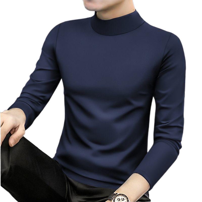 Tシャツ メンズ 男性用 長袖 モーダル カットソー ハイネック 秋冬 裏起毛 厚手 インナー トップス カジュアル 無地|イーマイショップ