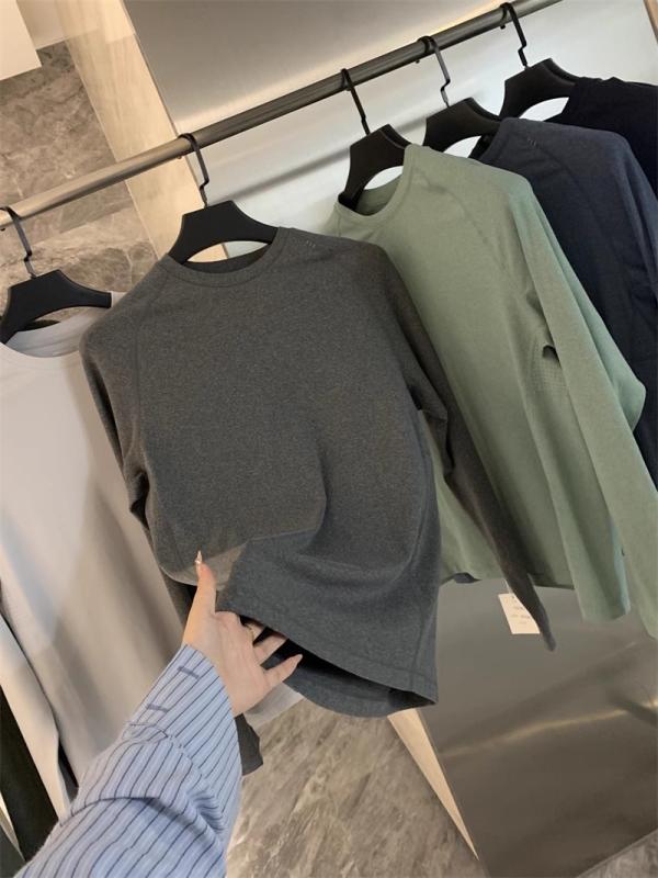 Tシャツ 男性用 アウトドア スポーツ ラグラン袖 裏起毛 保温 速乾 伸縮性 切り替え 無地 紺色 海砂色 グレー 深緑 モスグリーン オフホワイト