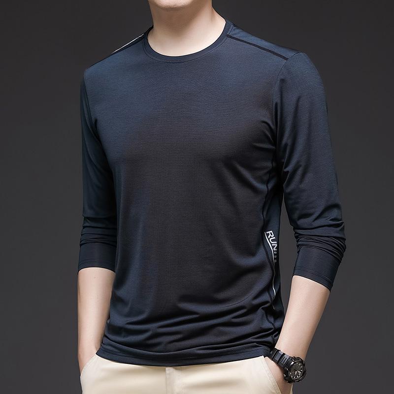 Tシャツ メンズ 男性用 薄手 長袖 ポリエステル 接触冷感 吸湿速乾 ストレッチ スポーツ 普段使い 部屋着 春夏 ブラック グレー ネイビー ワインレッド