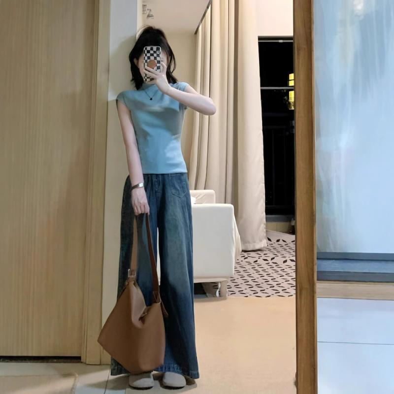 ジーンズ レディース 小柄 レトロ ベルボトム デニムパンツ 春 高見え 高身長 ゆったり ストレート 美脚 脚長効果 XSサイズ