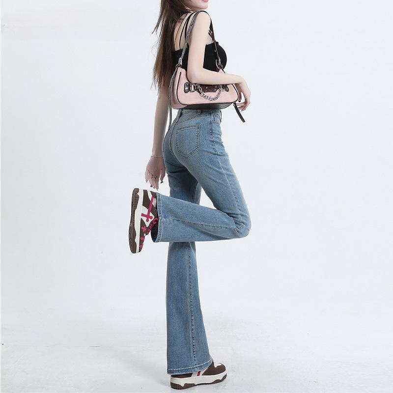 デニム レディース デニムパンツ ジーンズ ジーパン スキニー ストレッチ 伸縮 美脚 脚長 ハイウエスト レトロ ブルー ブラック 黒 藍色 カジュアル かわいい 韓国風