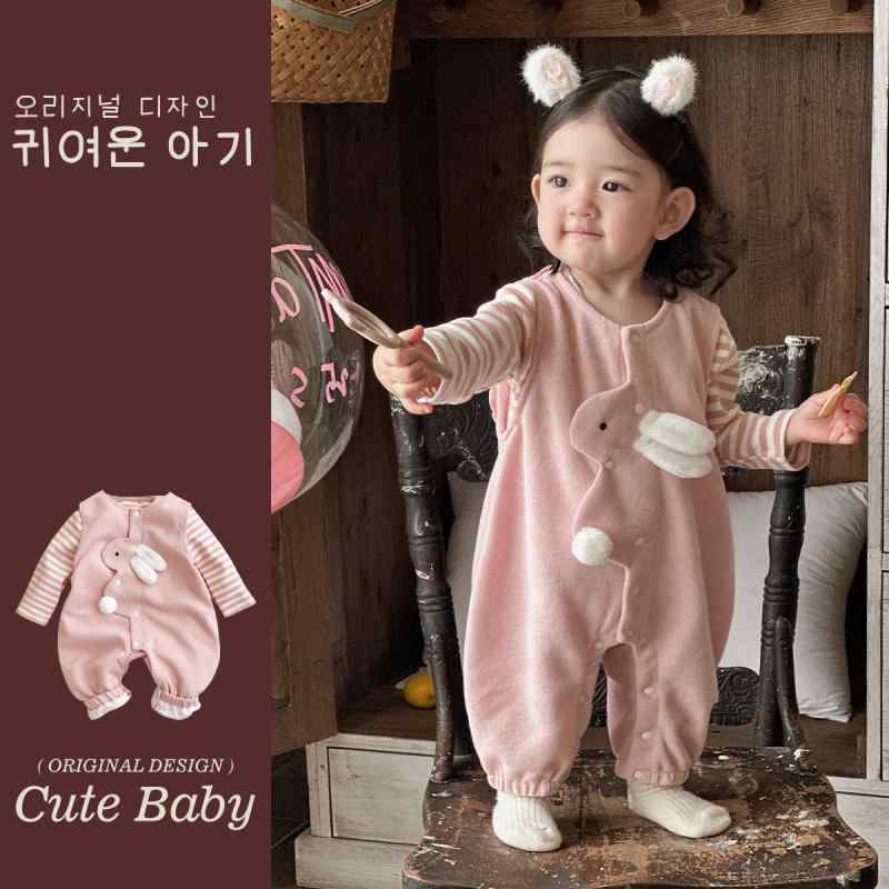 ベビー服 女の子 上下セット 春物 背伸びパンツ 2点セット かわいい ウサギ Tシャツ パンツ 綿 73CM 80cm 90cm 100cm