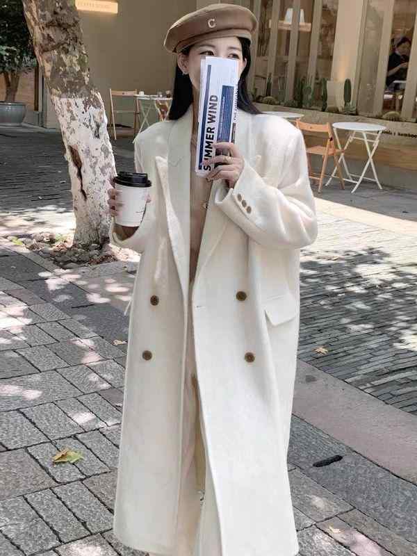 コート レディース 秋冬 ウールコート 高級感 ゆったり 体型カバー ミディアム丈 通勤 オフィス カジュアル きれいめ 上品 エレガント クラシカル レトロ フランス風 無地 白 黒 ブラウン グレー