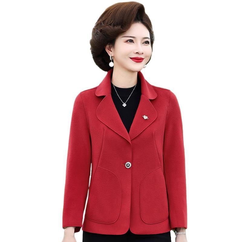 レディース 毛・希 アウター 遊撃手丈 上衣 小香風 背広 ジレー トップス 御っ母さん 服 ポリエステル 通勤着 朦々たる 長袖 無地 紺色 赤いこと カーキ色 黒いこと