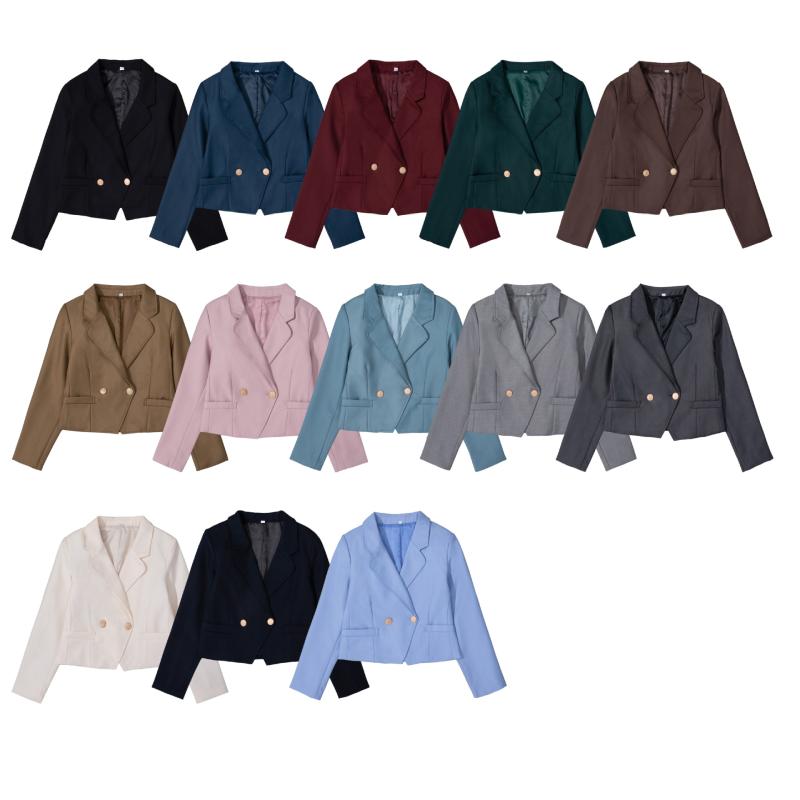 ジャケット レディース JK制服 ブラック 長袖 ショート丈 テーラードジャケット ポリエステル 春夏 制服 ブレザー 学院風 オフィス 通勤 きれいめ 上品