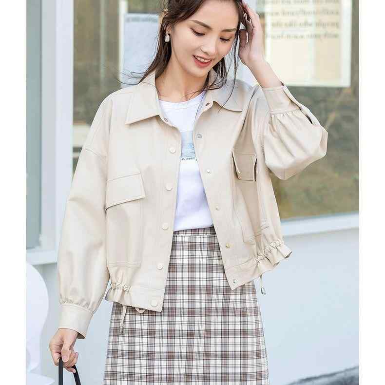 jacket, women's leather jacket, women's clothing, leather jacket, leather jacket, outer blouson, riders jacket, lantern sleeve, loose, lapel, milk, white, black