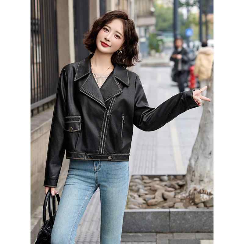 ジャケット レディース 韓国風 ブルゾン フェイクレザー ライダース 通勤 長袖 婦人服 アウター 青 黒