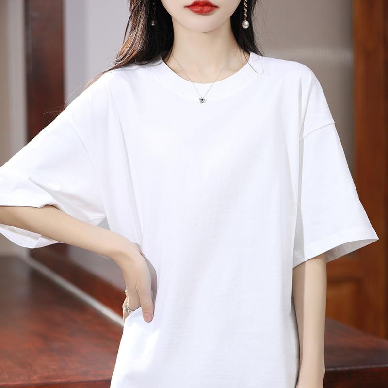 Tシャツ レディース 半袖 コットン ラウンドネック ゆったり トップス カットソー カジュアル 日韓風 春夏