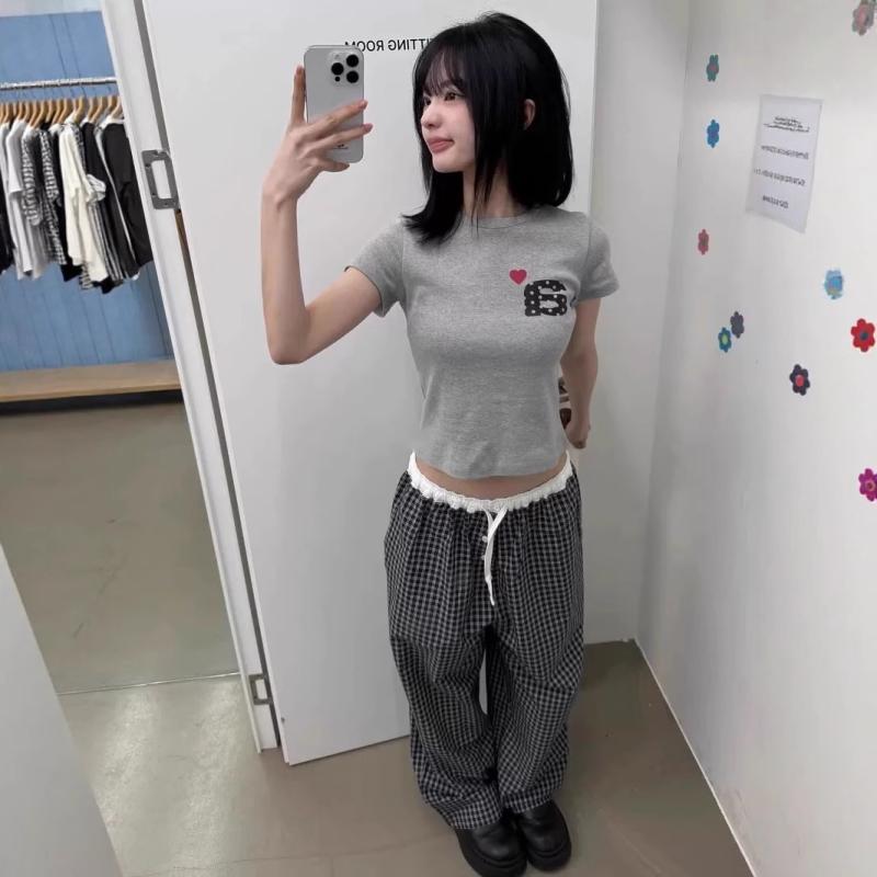 Tシャツ レディース 韓国風 Aライン 半袖 トップス カットソー ゆったり ロゴ ワンポイント 綿 カジュアル 日韓風 スポーティー ストリート