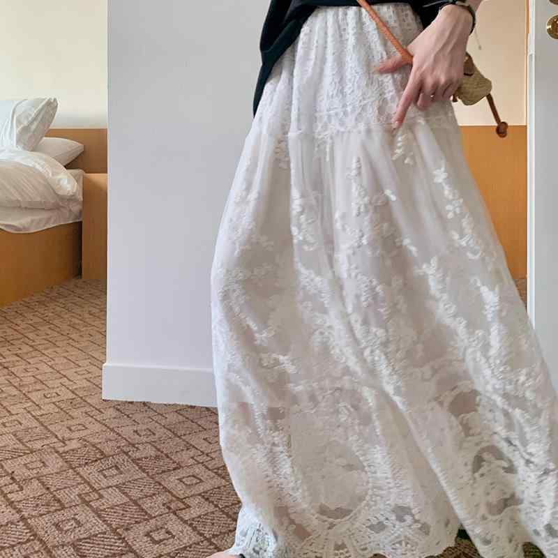 スカート レディース レース 高見え Aライン ロングスカート ハイウエスト 着痩せ 2025春夏 膝下丈 ミモレ丈 ふんわり 通勤 オフィス きれいめ