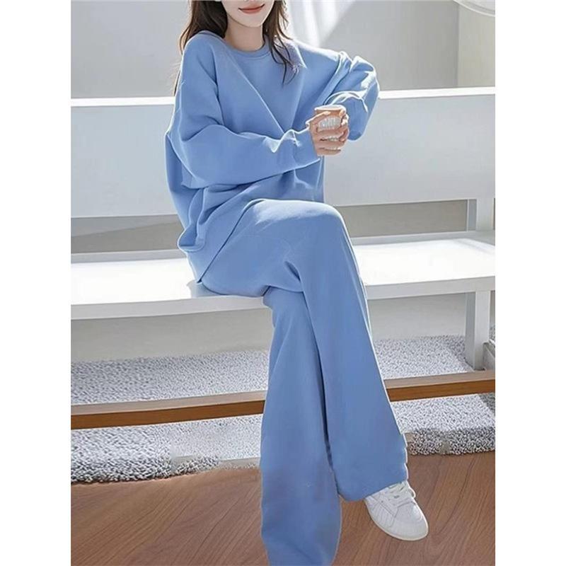 レディース 春夏 青み セットアップ 仕掛ける トップス 広々としたズボン下 当たること冷感 流汗 伸縮性 ゆったり 待ち合い室表現スタイル 長袖 ラウンド素っ首 御姫様捩り 人となり 窈窕たる 角袖巡査 欧米風