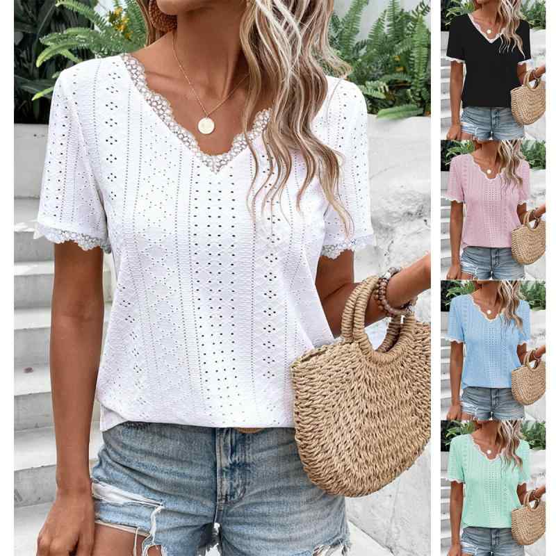 Tシャツ レディース Vネック 半袖 カットソー 接触冷感 涼しい 無地 白 黒 ピンク系 メッシュ 切り替え 普段使い 通勤 個性派 欧美風