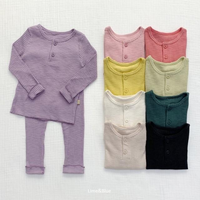 ベビー服 赤ちゃん ベビー キッズ 子供服 上下セット 長袖 トップス パンツ 綿 95％ 伸縮性 ストレッチ 普段着 部屋着 薄手 春秋 ミントグリーン オフホワイト ピーチピンク レモンイエロー 70cm 80cm 90cm 100cm 110cm