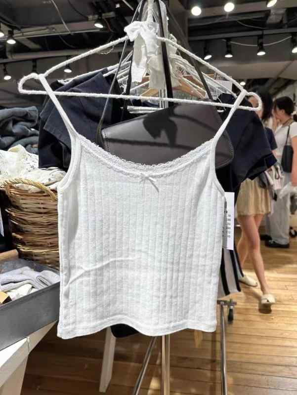 キャミソール レディース レース 蝶結び セクシー インナー スリム ショート丈 コットン ノースリーブ トップス 普段使い かわいい 清新 甘め