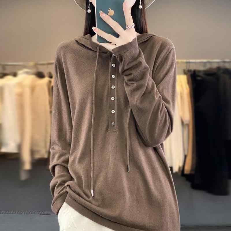 ニット パーカー レディース 春 トップス 羊毛 長袖 ?松 ?色 カジュアル 通勤 かわいい 重ね着 レイヤード