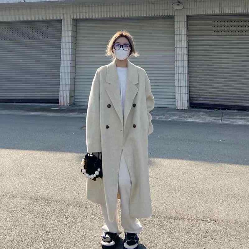 コート レディース 秋冬 ウール 燕麦色 ピンク系 ダブルフェイス 羊毛 アウター ミドル丈 ゆったり 通勤 きれいめ 上品｜イーマイショップ 12,300円