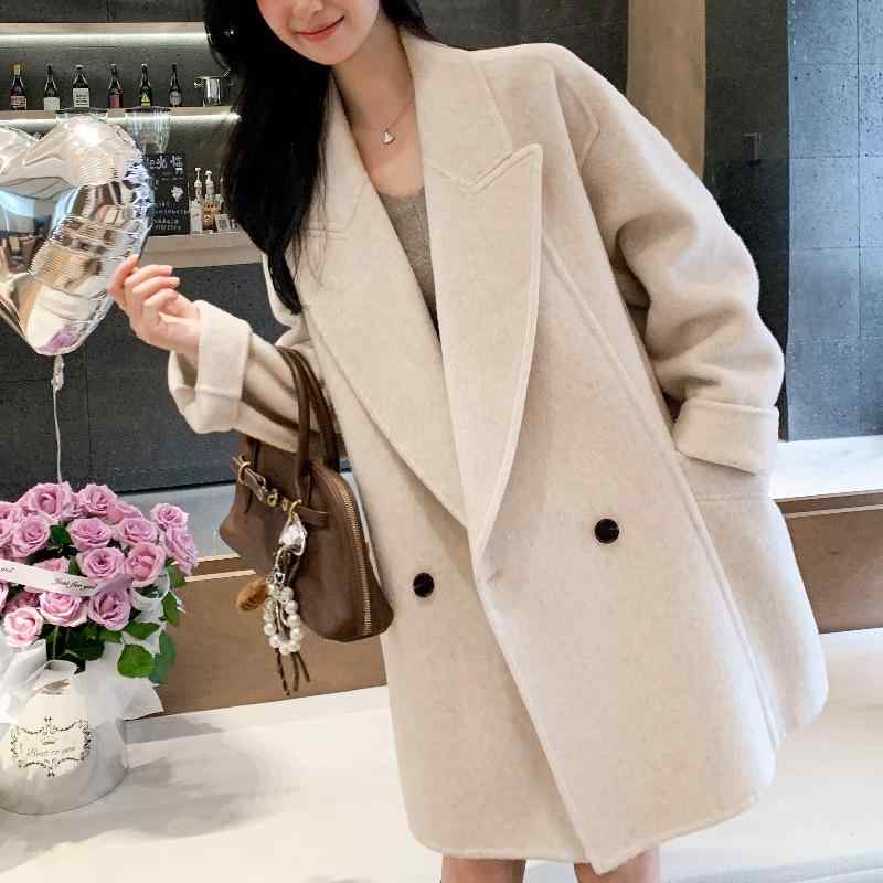 コート レディース 羊毛 ウール カシミヤ混 ダブルフェイス オーバーサイズ ロングコート ドロップショルダー 秋冬 防寒 あったか ゆったり カジュアル きれいめ 上品 日韓スタイル ポケット付き Sサイズ|イーマイショップ