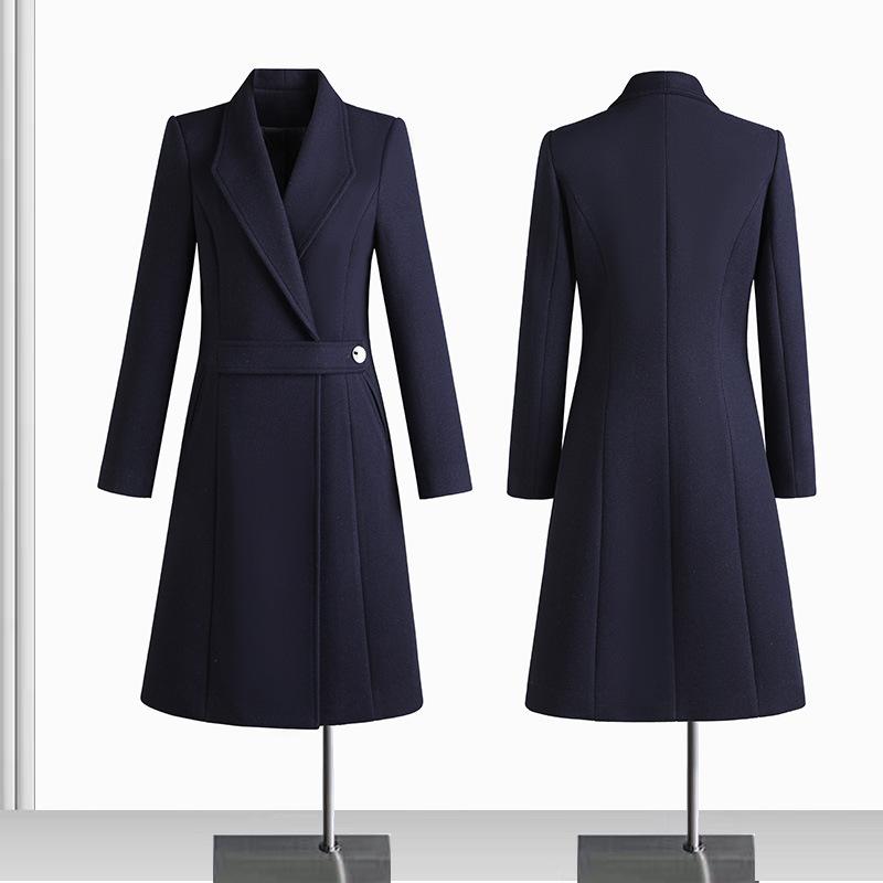コート レディース 冬服 毛・希 アウター Vネック 暖かい 厚手 通勤 オフィス フォーマル ロング丈 ウール ポリエステル 黒 グレー 紺