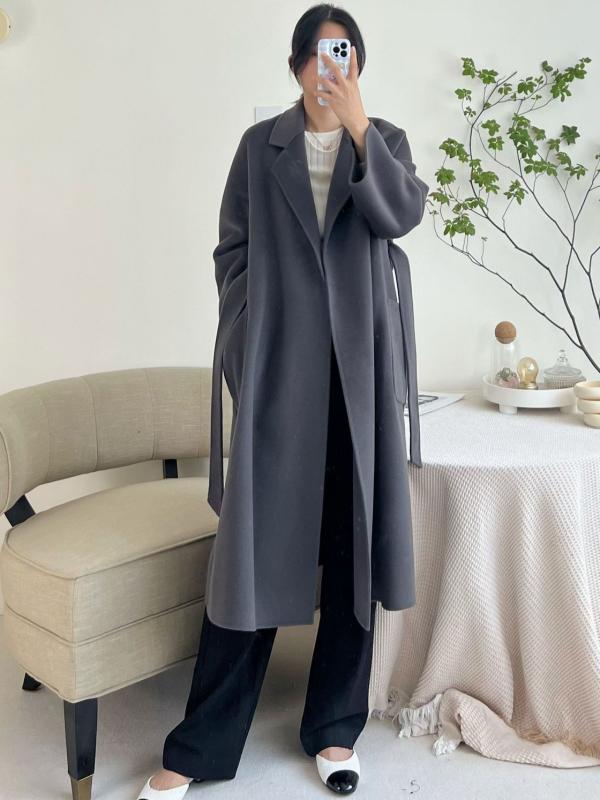 厚地の外套 レディース 秋冬 羊毛 絨毛 カシミール ロング丈 ダブル人間の顔 手縫い テーラードカラー 無地 通い 好いたらしいめ 窈窕たる 窈窕たる 高押し出し アウター