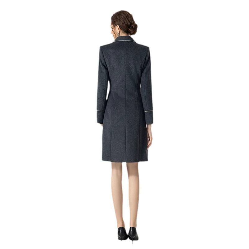 レディース ウール コート 秋冬 厚手 アウター 受付 ホテル フロント 制服 オフィス 通勤 きれいめ 白色長袖シャツ S M L XL XXL