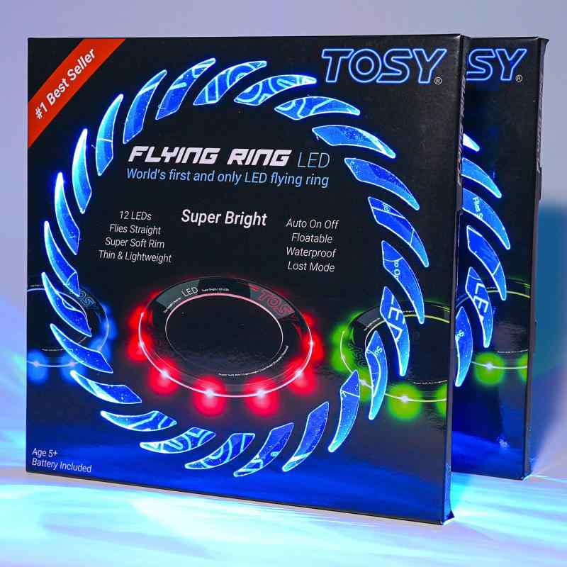 TOSY Flying Ring - 自動点灯フライングリングー2個セット12単色LED 高輝度ロストモード 安全ソフト軽量おもちゃ 防水 キャンプ/プール/ビーチ 夏の外遊び おもちゃ 子供/男の子/女の子誕生日プレ