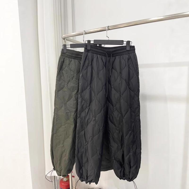ダウンパンツ レディース 冬 ワイドレッグパンツ 90% ダウン 暖かい 防寒 あったか リラックス イージーパンツ 伸縮性 ウエストゴム ブラック グリーン｜イーマイショップ