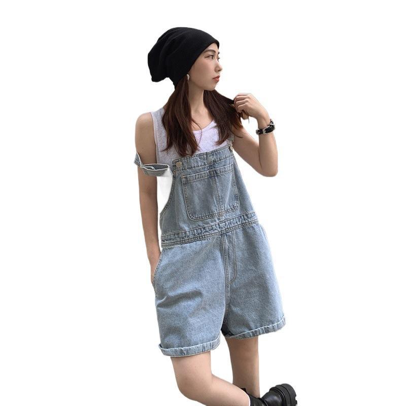 デニム 背広パンツ レディース 夏 薄手 高腰 膝上丈 ワイドレッグ ストラップ ショートパンツ 綿素材 微弾性 ブラック ブルー 軽量 通勤 普段使い カジュアル 切り替えデザイン 多ポケット