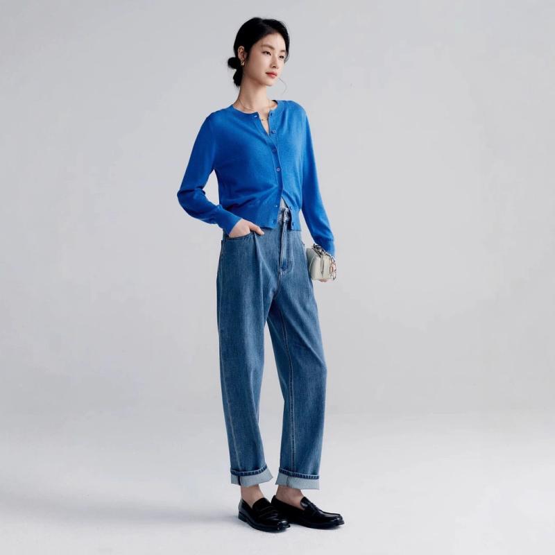 カーディガン レディース ニット トップス 通勤 普段使い 無地 丸首 長袖 ウール混紡 薄手 M L XL XXL ミディアムグレー ブラック オフホワイト ブルー イエロー ウォッシャブル