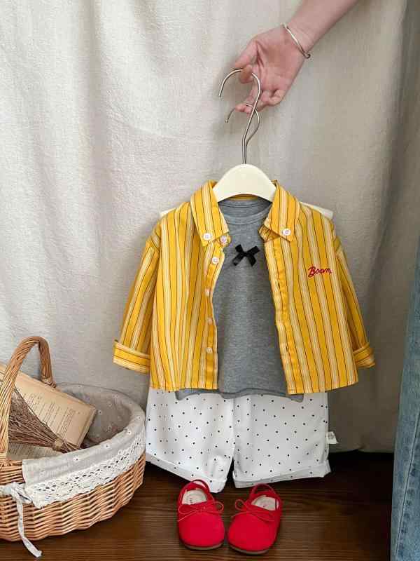 シャツ 女児 ストライプ 長袖 春秋 ベビー 子供服 トップス 73 80 90 100 110 綿 かわいい 普段使い