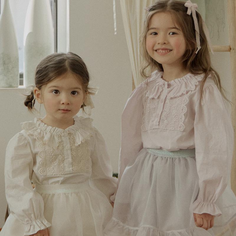 シャツ キッズ 女の子 子供服 コットン 花柄 フリル 襟 長袖 トップス 春秋 かわいい おしゃれ 90cm 100cm 110cm 120cm 130cm 140cm 150cm