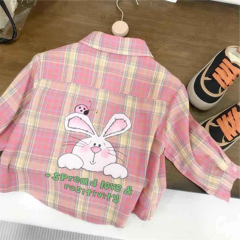 キッズ 女の子 シャツ 春秋 長袖 ベビー 格子柄 コットン 襟付き トップス 韓国風 かわいい 普段着 外出着 ピンク系