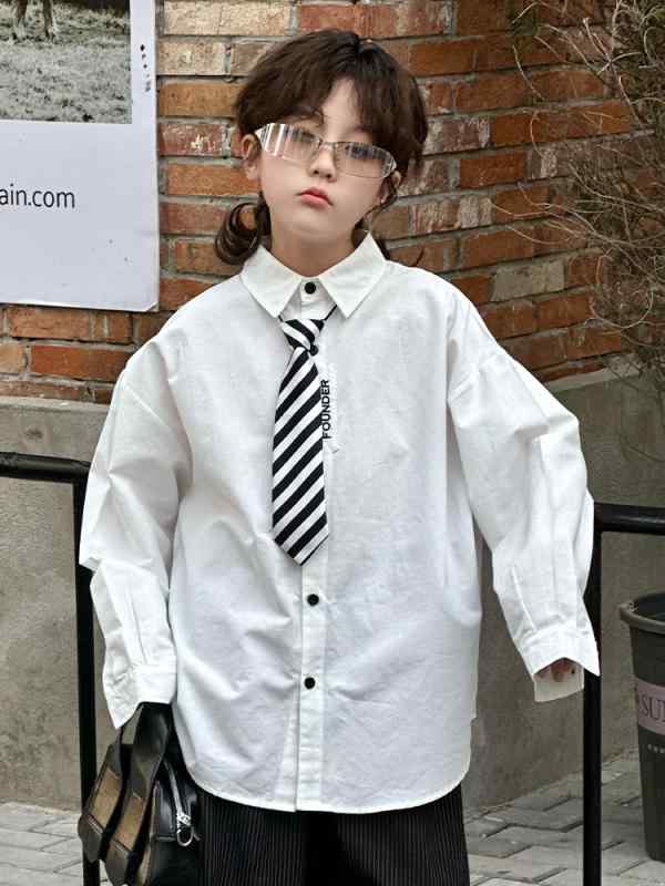 シャツ キッズ 長袖 コットン 刺しゅう 春秋 トップス 子供服 男の子 ゆったり ボーイズ カジュアル