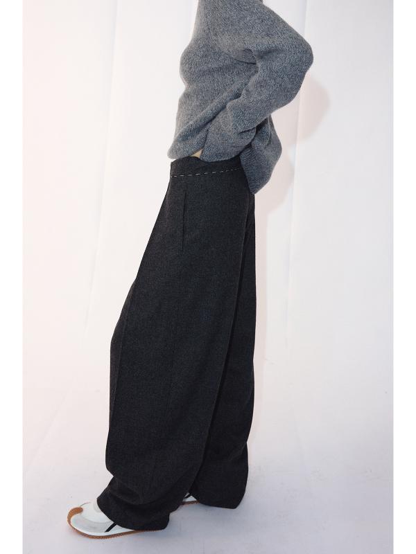 パンツ レディース ウール テーパードパンツ ポリエステル混紡 ゆったり ストリート カジュアル 秋冬 ダークグレー モスグリーン ライトグレー|イーマイショップ