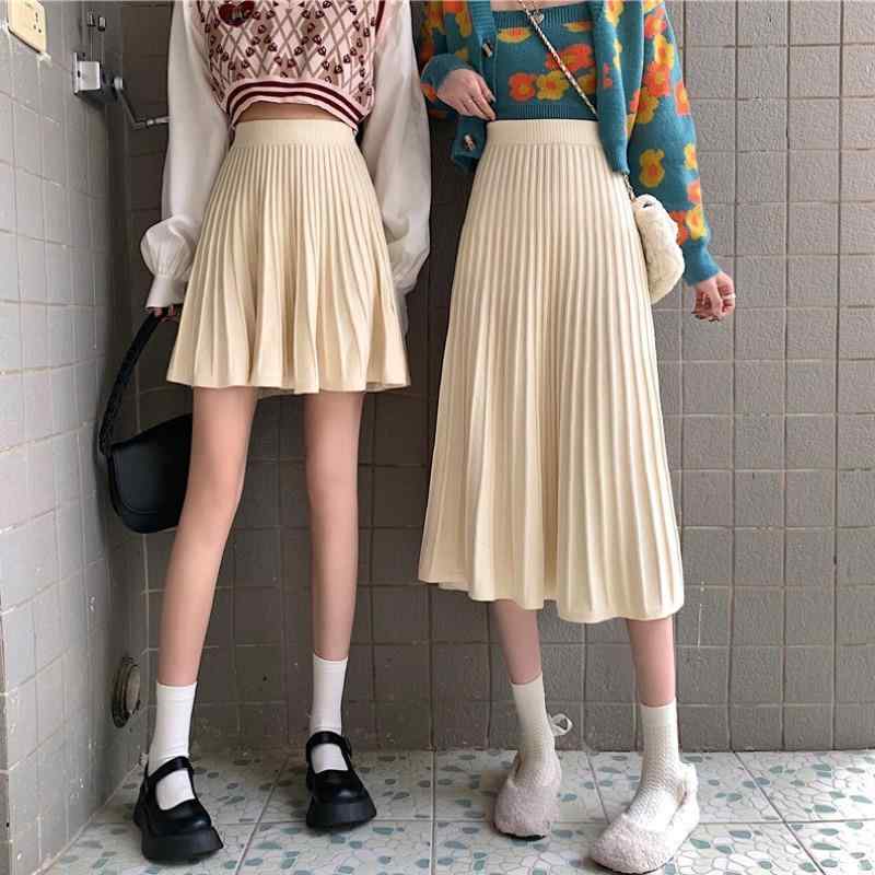 スカート レディース 秋冬 ニット 百褶 フレア ミニ ミモレ丈 Aライン ハイウエスト ブラック ベージュ 花柄 かわいい きれいめ 上品 ガーリー フェミニン デート 普段使い